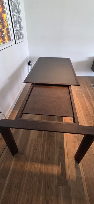 Mesa extensible madera y cristal 6/8 plazas