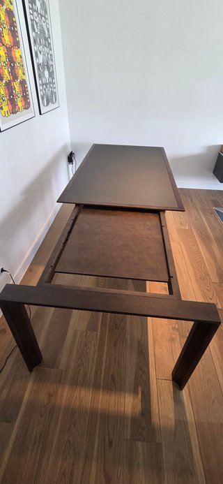 Mesa extensible madera y cristal 6/8 plazas