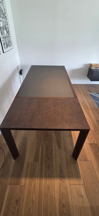 Mesa extensible madera y cristal 6/8 plazas