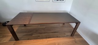 Mesa extensible madera y cristal 6/8 plazas