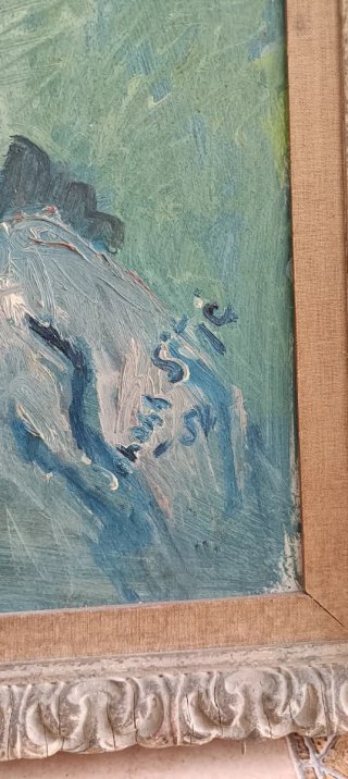 Antigua pintura al óleo de 1954