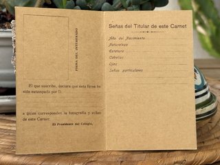 Carnet Colegio Libre Comisionistas Granada Años 20