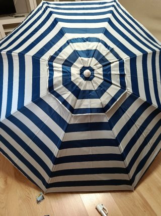 Sombrilla de playa aluminio azul y blanco 180 cm