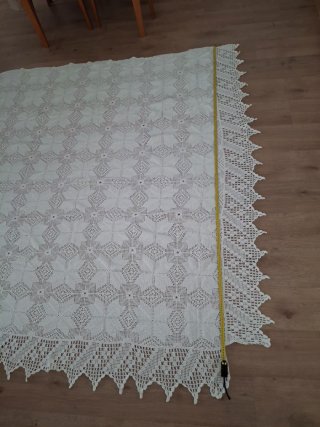 Colcha ganchillo beige/blanca