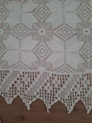 Colcha ganchillo beige/blanca