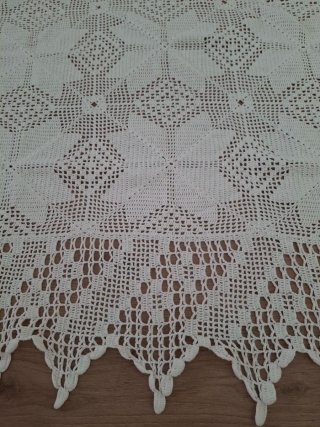 Colcha ganchillo beige/blanca