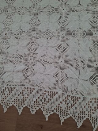 Colcha ganchillo beige/blanca