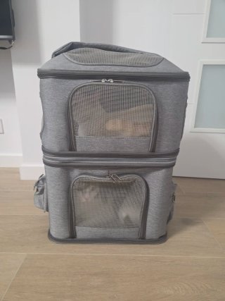 Mochila Transportín Doble Gris