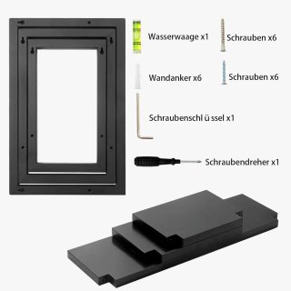 Juego 3 Estantes Pared Negro   n 331