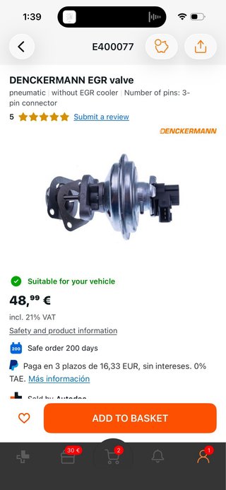 Válvula EGR DENCKERMANN BMW/MINI