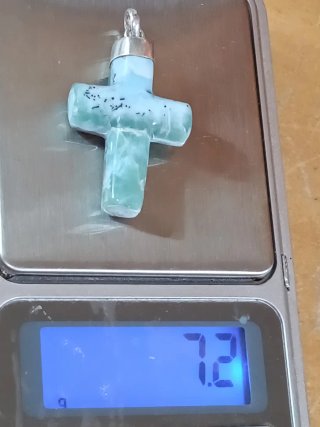 Colgante plata Cruz Larimar Auténtico