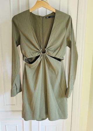 Vestido Zara Cut Out Verde Talla L