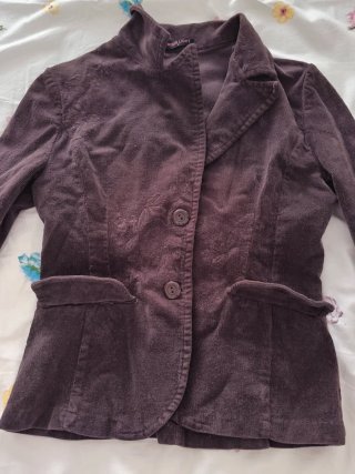 Blazer sciancrato in velluto a coste marrone TG"S"