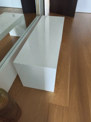 Banco madera lacado blanco brillo