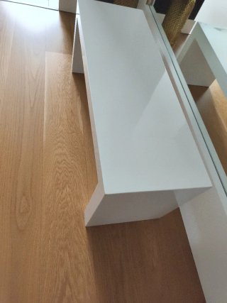 Banco madera lacado blanco brillo
