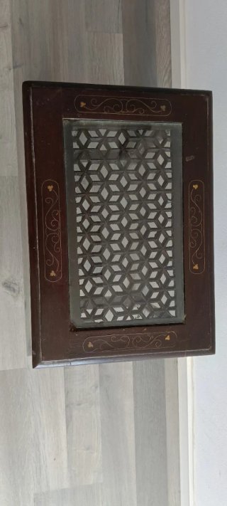 Mesa auxiliar vintage madera y cristal