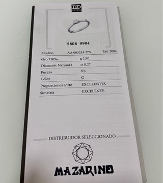 Anillo de compromiso oro blanco