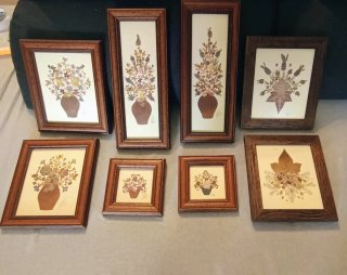 Set 7 Cuadros Florales Secas Madera
