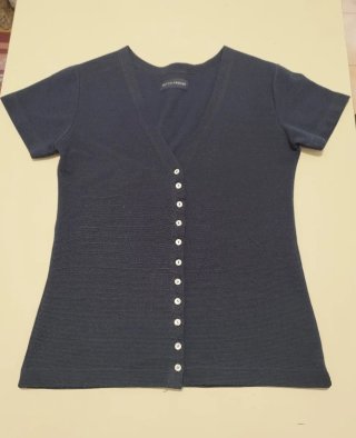 Top Olivia Hassler manica corta blu