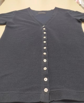 Top Olivia Hassler manica corta blu