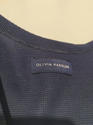 Top Olivia Hassler manica corta blu