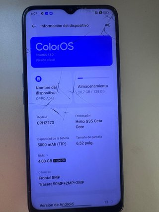Móvil Oppo Azul/Plateado (pantalla Rota)