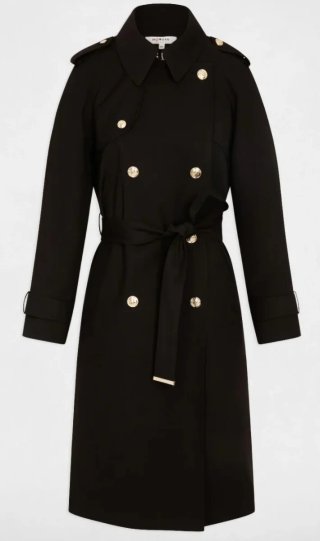 Gabardina o Trench largo con cinturón negro mujer.