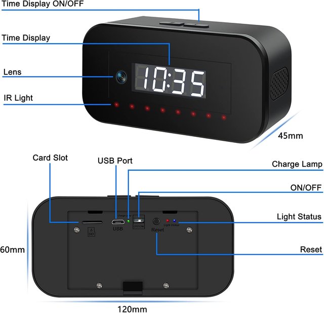 Reloj Cámara Espía WiFi 4K/1080P Detección Movimie
