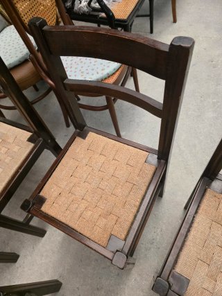 Conjunto 6 sillas rústicas madera y yute