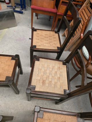 Conjunto 6 sillas rústicas madera y yute