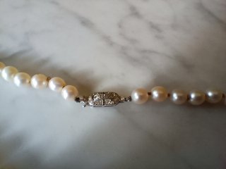 Collar Perlas Akoya Oro Blanco Diamantes