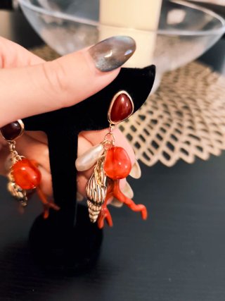 Pendientes Verano Corales y Caracola Dorada