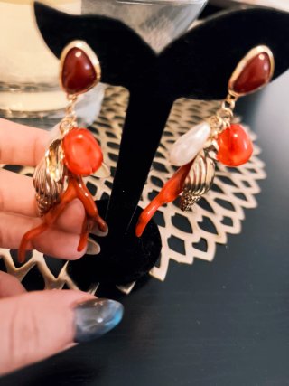 Pendientes Verano Corales y Caracola Dorada