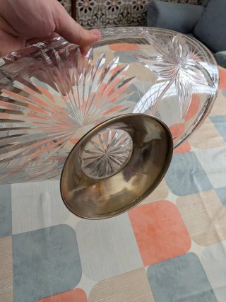 Centro de mesa / frutero cristal tallado vintage