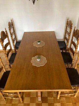 Mesa comedor rústica 200x100cm + 6 sillas
