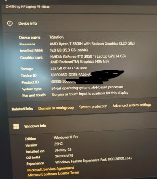 HP OMEN Portátil Gaming 144Hz RTX