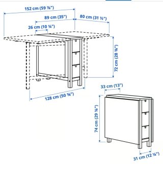 Mesa Abatible Norden Ikea Madera Blanca