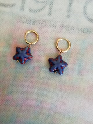 Pendientes estrella cerámica azul y rojo
