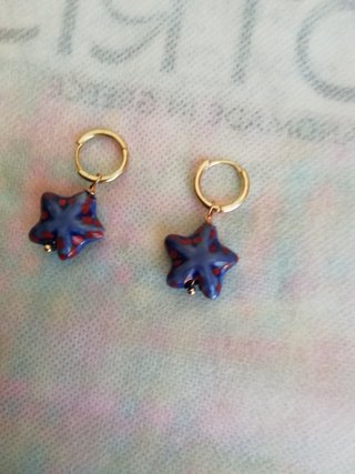 Pendientes estrella cerámica azul y rojo
