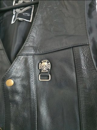 Chaleco de cuero XL con parches