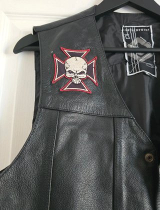 Chaleco de cuero XL con parches