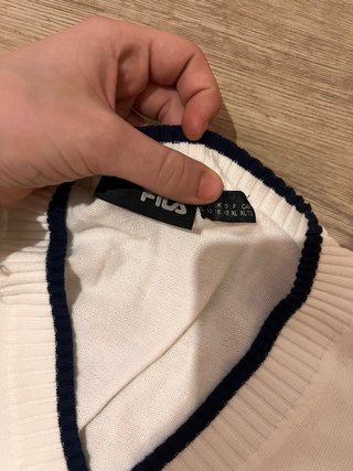 Maglioncino Fila Bianco Scollo a V Vintage