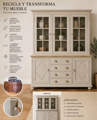 Mueble TV salón y vitrina madera