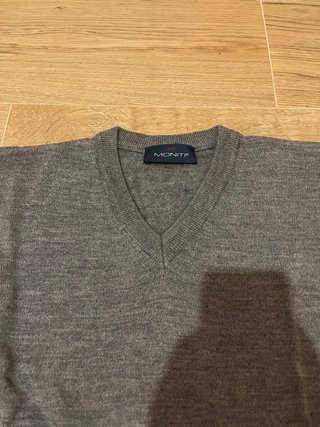 Maglione Moniti Lana Merinos Grigio Scollo V