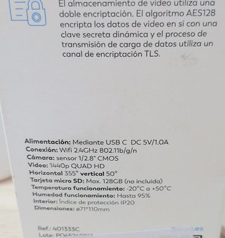 Cámara Garza Smart Orwell 360º 2.5K WiFi