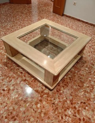 Mesa centro madera y cristal