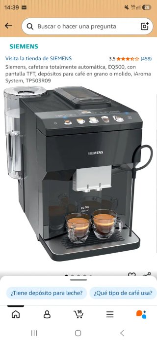 Cafetera Siemens EQ500 Automática