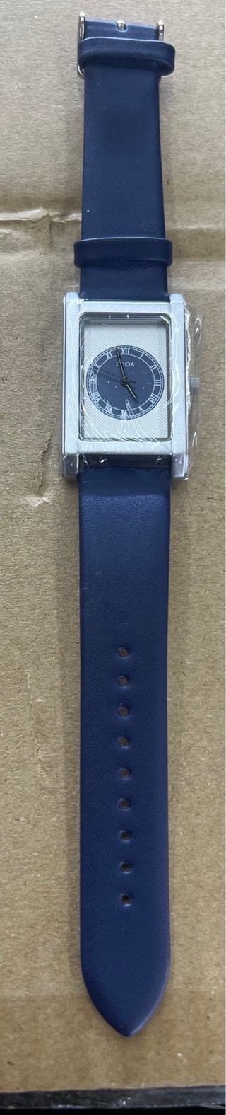 Reloj Tank Cuadrado Azul y Plateado