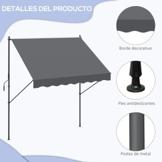 Toldo retráctil manual 200x175x210-310 cm