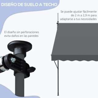 Toldo retráctil manual 200x175x210-310 cm